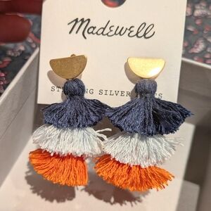 ❌Sold❌ Madewell Earrings Gold Tiered Pom Fringes